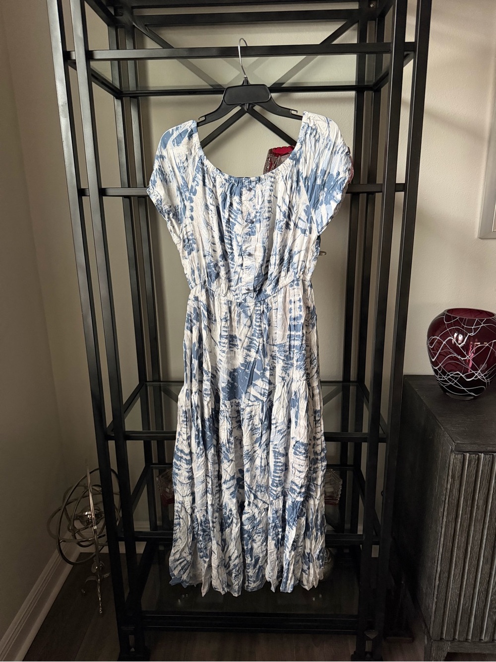 Solitaire Blue and White Tie-Dye Maxi Dress